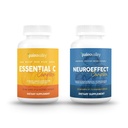 Paleovalle NeuroEffect + Essential C Complex Bundle - Neuro Mushroom Coffee Extract, Vitamin C Supplemento 450g Focus, Memoria, Energia, Supporto immunitario, Superfood organici