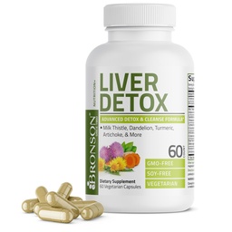Bronson Liver Detox Advanced Detox & Cleansing Formula Supporta la funzione di fegato di salute con cardo di latte, estratto di dadelion, curcuma, foglia di carciofo & di più, non OGM, 60 capsule vegetariane