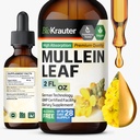 BIO KRAUTER Mullein Leaf Extract for Lungs 2 Fl. Oz - 28 Giorni di fornitura - Pure Mullein Drops for Lung Cleanse & Detox - Vegan Respiratory Supplements - Non-GMO, No Sugar & Alcohol