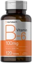 Horbaach Vitamina B6 100mg | 120 compresse vegetariane Pyridoxine HCl | Non OGM & Gluten Integratore gratuito