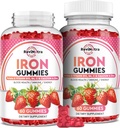 Gummie di ferro - con Calcio, Zinco, Folato & Vitamina B12, C, B6 per adulti e bambini - Sangue Builder & Energy Support per carenza di ferro, Anemia, Vegan - 2 Pack Fiamma di fragole, 60 Gummies
