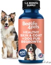 Integratore di pelle naturale & Coat per cani, grandi e piccoli, cane anti itch sollievo per la pelle secca, rash, allergia o irritazione, riduce il taglio, Dandruff e sostiene la crescita dei capelli del cane, 400 piccole pillole