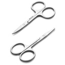 Facial Hair Piccole Forbici per le donne degli uomini - Sopracciglio, Capelli del naso, Mustache, Cuscinetto, Ciglia, Kit per la rifilatura dell'orecchio - Clipper per punte di sicurezza curvo e arrotondato per il taglio dei capelli - 2PCS Argento