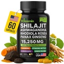 Shilajit e Ashwagandha Capsule, 8-in-1 Herbal Multivitamin per uomini e donne, con Rhodiola Rosea, Ginseng e Sting Nettle, Shilajit per uomini e donne