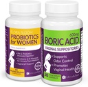 Risparmiare il 10% su Feminine Wellness Bundle – Suppositori di acido borico e Probiotici vaginali per pH Balance & Cura intima