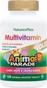 NaturesPlus Animal Parade Gold Children's Multivitamin - Assorted Cherry, Arancione & Uva Flavors - 120 compresse masticabili animali, Confezione da 3 - Vegan, Gluten Free - 180 Total Servings