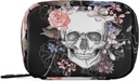 Naanle Watercolor Flower Skull Pill Box 7 giorno Pill Case Travel Pill Organizer Bag con Zipper Portable Weekly Case Dimensioni compatte per il supporto supplemento di vitamina
