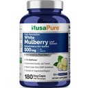 Estratto di foglie di gelso bianco di NusaPure 10:1, 500 mg Equivalente a 5000mg 180 Caps di veg (Vegan, Non OGM Bioperine)