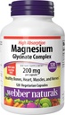 Webber Naturals Magnesium Glycinate Complex 200 mg, 120 capsule vegetariane, Formula ad alto assorbimento, Supporta le ossa, Cuore, Muscoli e nervi, One-per-Day, Vegan, Nuovo Etichetta!