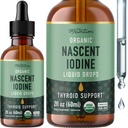 Liquido di iodio organico per il supporto tiroideo | Integratori di iodio nascente | USDA Certified Organic | Liquido di Iodido di potassio decolorato per il supporto tiroide | 1100 mcg | 2 Fl Oz, Fornitura di oltre 1 anno