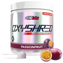 EHP Labs OxyShred Pre Workout Powder & Shredding Supplement - Preworkout Powder with L Glutamine & Acetyl L Carnitina, Energy Boost Drink - Passionfruit, 60 Serve