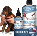 PetSilver - Supporto Immune (16 fl oz) e Lavaggio Occhi (4 fl oz) con Argento Brevettato - Allergies, Trattamento Sinus & Cough - Pulitore occhi & Tear Stain Remover per Gatti e Cani - Made in USA