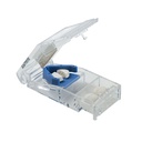 EZY DOSE Pill Cutter e Splitter con serratura, pillole di taglio, vitamine, compresse, lama in acciaio inossidabile, Travel Sized, Pillole di taglio sicuro e vitamine, Facile da usare, Blu, BPA Free