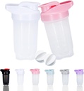 Shaker Bottiglia Protein Shakes Cup e 10-Ounce/300ML Shaker Bottiglia con palline di Whisk, Set di bottiglie di Shakers Protein, plastica non-BPA(White+Pink(2PCS))