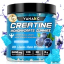 Creatina Monoidrato Gummies 5000 mg per uomini e donne, senza zucchero, basso nelle calorie, con L-Taurine + vitamine per aumentare la resistenza muscolare
