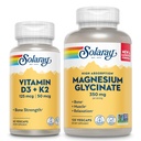 SOLARAY Vitamin D3 K2 e Magnesio Glycinate - Bone Health Bundle - Assorbimento di calcio, Nerve, Cuore e Supporto Immune w/ 5000 IU Vitamin D, Magnesio Chelato 350mg, Garanzia di 60 giorni, 60ct/120ct