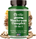 Funghi complesso capsule, 13-in-1 Mushroom Supplement, Lion's Mane, Reishi, Cordyceps, & More, Promuove la messa a fuoco, Clarity, & Memory, Estratto supplemento, 1 mese di fornitura, 60 conte
