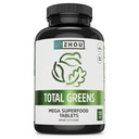Zhou Total Greens - Super Greens Integratori, Pillole di verdure giornaliere, Tabs Superfood, Integratori di verdure per adulti, Compresse di vitamina - 120 compresse