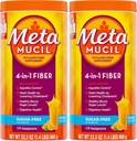 Metamucil, supplemento giornaliero di polvere di Psyllium Husk, polvere senza zucchero, fibra 4-in-1 per la salute digestiva, bevanda aromatizzata arancio, 114 cucchiaini, 1,4 Pound (pacchetto di 2)