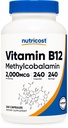 Nutricost Vitamina B12 (metilcobalamina) 2000mcg, 240 Capsule - Capsula Vegetariana, Non OGM, Gluten Free B12 Supplemento