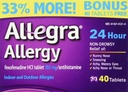 Allegra Allergy 40 compresse (Bonus Pack - 33% Più) 24 ore di protezione - Non Drowsy