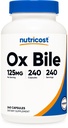 Nutricost Ox Bile Capsule 125mg, 240 Capsule - Non OGM