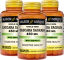 Mason Natural Cascara Sagrada 450 mg, Integratore di erbe per il supporto normale della funzione digestiva, 100 Caplets (Pack of 3)