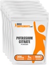 BulkSupplements.com Polvere di citrato di potassio - per il supporto di idratazione, supplemento minerale, potassio 99mg - senza glutine, 300mg per porzione, 1kg (2.2 lbs) (pacchetto di 5)