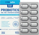 Probiotici 3 in 1 - Prebiotici + Probiotici + Postbiotici Tutto in uno! Azoto Purged, singolarmente imballato in Double-foil Blister per freschezza - 60 tappi di Veg di CGM Labs