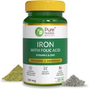 Iron naturale con acido folico, zinco, vitamina C & vitamina B12 per la produzione di emoglobina di sostegno, aumentare l'immunità e mantenere il livello di ferro - 60 compresse di veg