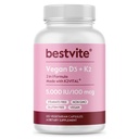 BESTVITE Vegan Vitamina D3 5000 IU + Vitamina K2 100 mcg come MK-7 (120 capsule vegetariane) - No Stearates - Vegan - Non OGM - Gluten Free
