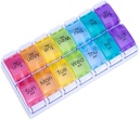 7 giorno AM PM Pill Organizer, Moisture-Proof Design e grandi scomparti per tenere vitamine, olio di pesce, materie prime, scatola di pillole settimanali / casse, Dispenser di medicina quotidiana (14 scomparti senza allarme)
