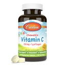Carlson - Vitamina C masticabile per bambini, 250 mg, 1 g di zuccheri, supporto immunitario e benessere ottimale, antiossidante, tangerina, 60 compresse vegetariane