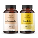 HERBAMAMA Ashwagandha e Mullein Kit - Bundle di 1500 mg Ashwagandha Root & 1200 mg Mullein Leaf Capsule 100 Caps - Vegan, Non-GMO, Sugar & Alcohol-Free - 2 Pack