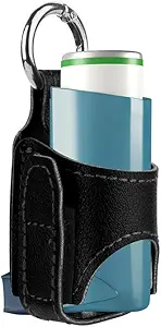 2pcs portatile asma inhaler titolare, leggero PU pelle protettiva viaggio pratico Asma inalatore caso per adulti e bambini, solo per anziani (nero)