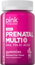 PINK Vitamine Prenatali | 60 Gummie con DHA e Acido Folico | Non-GMO & Gluten Multivitamina | Sapore di frutta