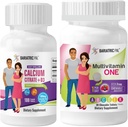 BariatricPal 30-Day Bariatric Vitamina Bundle Multivitamin ONE 1 al giorno! Iron-Free Chewable - Citrato di calcio del baldacchino semplice della bacchetta mescolata (600mg) e compresse rivestite D3
