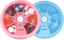 Organizzatore di pillole settimanali INVODA 7 scomparti scatola di pillole rotanti per farmaci giornalieri &amp; vitamine - caso di pillole di viaggio portatile Pesce olio Supplementi Vitamine organizzatore (Pink + Blue)
