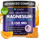 Magnesio Glycinate 2150MG Gummies per donne e uomini, Magnesio ad alto assorbimento Glycinate, Citrato, Malate Gummies per adulti e bambini, Supporto per il sonno, Sugar Free, Vegan, 60 Chews, Arancione