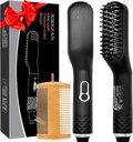 Rettifica per il cuscinetto per gli uomini,Premium Brush per orso riscaldato w / Anti-Scald caratteristica, barba raddrizzante Comb,Unique Fathers Giorno Compleanno San Valentino Regali per gli uomini Lui Papà Ragazzo Natale Stocking Stuffers