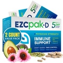 EZC Pak 5-Day Immune System Booster con Echinacea, Vitamina C, Zinc & Vitamin D - Integratore di Supporto Immune Nastro per Adulti - Supporta Immunità, Easy Travel-Size Supplement Pack - (Pack of 2)