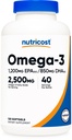 Nutricost Omega 3 Fish Oil - 2500MG, 120 Softgels (40 Serv) - Fish Oil, Wild Caught! 1200mg EPA 850mg DHA - Non OGM, Senza glutine
