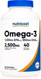 Nutricost Omega 3 Fish Oil - 2500MG, 120 Softgels (40 Serv) - Fish Oil, Wild Caught! 1200mg EPA 850mg DHA - Non OGM, Senza glutine