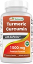 Best Naturals Curcumin Turmeric 1500mg/Serving con Bioperine - 180 capsule vegetali