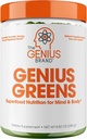 Il Genius Brand Genius Greens - Greens Powder for Healthy Mind & Immunity Support - Ortaggi organici, Blueberries & Lion's Mane - Conveniente Drink Mix - Sapore piacevole - 20 Serve