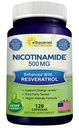 aSquared Nutrition Nicotinamide con Resveratrolo - 120 capsule vegetali - Vitamina B3 500mg (Niacinamide Flush Free) - Supplemento pillole per sostenere NAD, Skin Cell Health & Energy