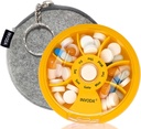 Organizzatore di pillole settimanali INVODA 7 scomparti scatola di pillole rotanti per farmaci giornalieri &amp; vitamine - Case di viaggio portatile caso Fish Oil Supplements Vitamins Organizer (Orange+Bag)