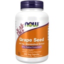 NOW Integratori alimentari, Uva Seed 100 mg - Estratto standardizzato, Estratto altamente concentrato con un minimo di 90% polifenoli, con vitamina C, 200 capsule di Veg