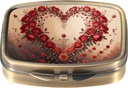 Dynippy Pill Case Pill Box con Mirror Retro Pocket 2 Compartment Medicine Case Vitamin Pill Organizer per Pocket Purse and Travel (Retro-Rose Heart Wreath)