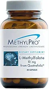 MethylPro L Methylfolate 10mg (da Quatrefolic) - Supplemento professionale di L-metilfolato per il cervello e il supporto del mood - Supplemento MTHFR (30 capsule)